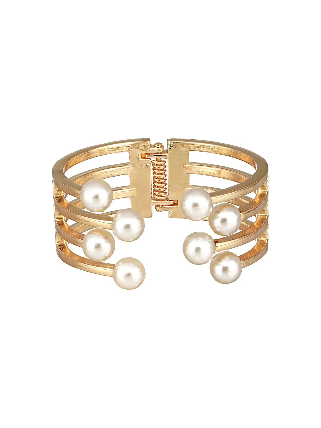 Gold-Plated Pearls Studded Cuff Bracelet