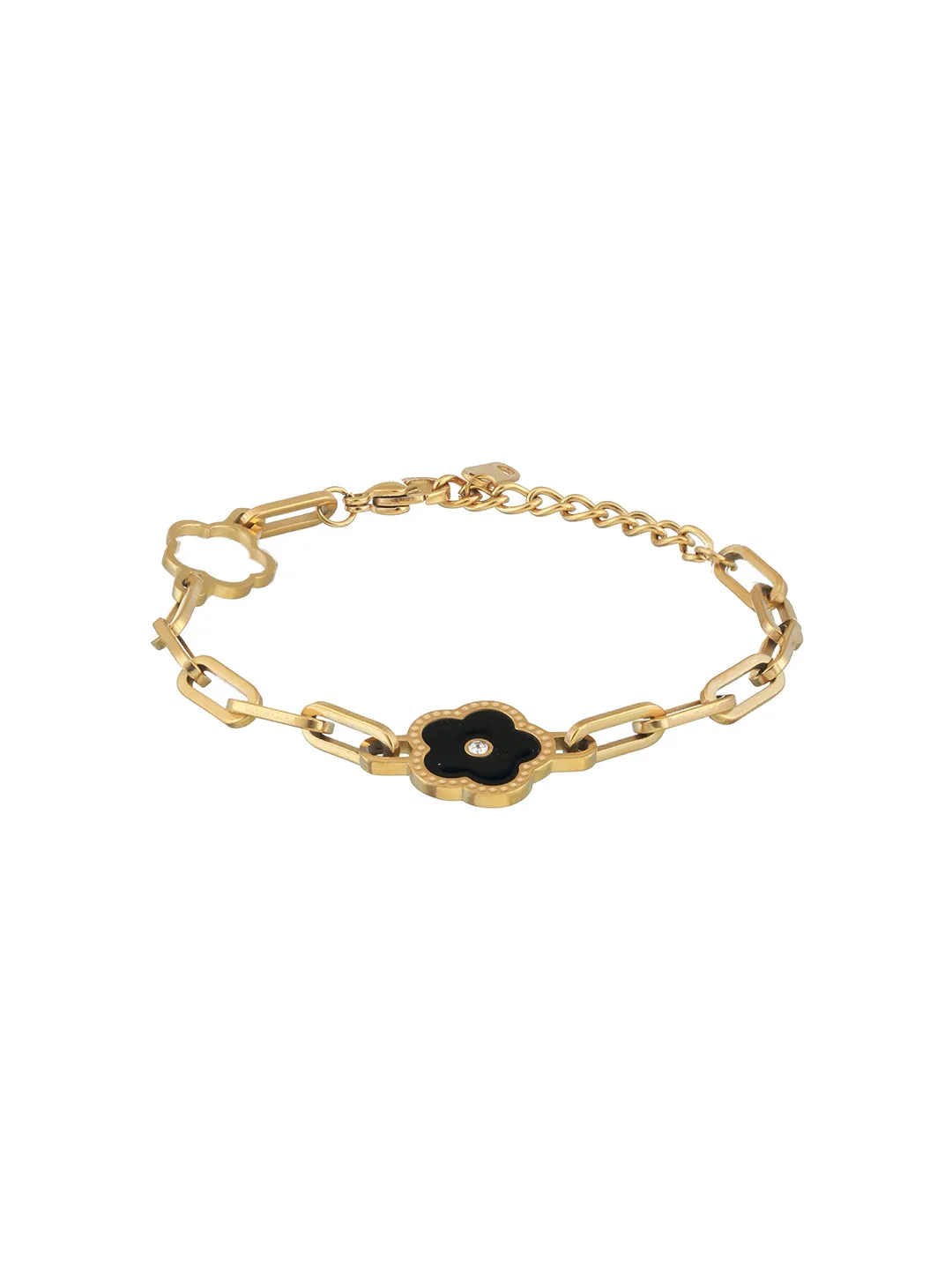 Gold-Plated Stone-Studded Link Bracelet