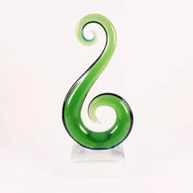 Green Glass Maori Koru Hook Ornament or Trophy