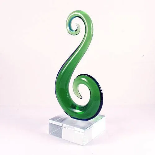Green Glass Maori Koru Hook Ornament or Trophy