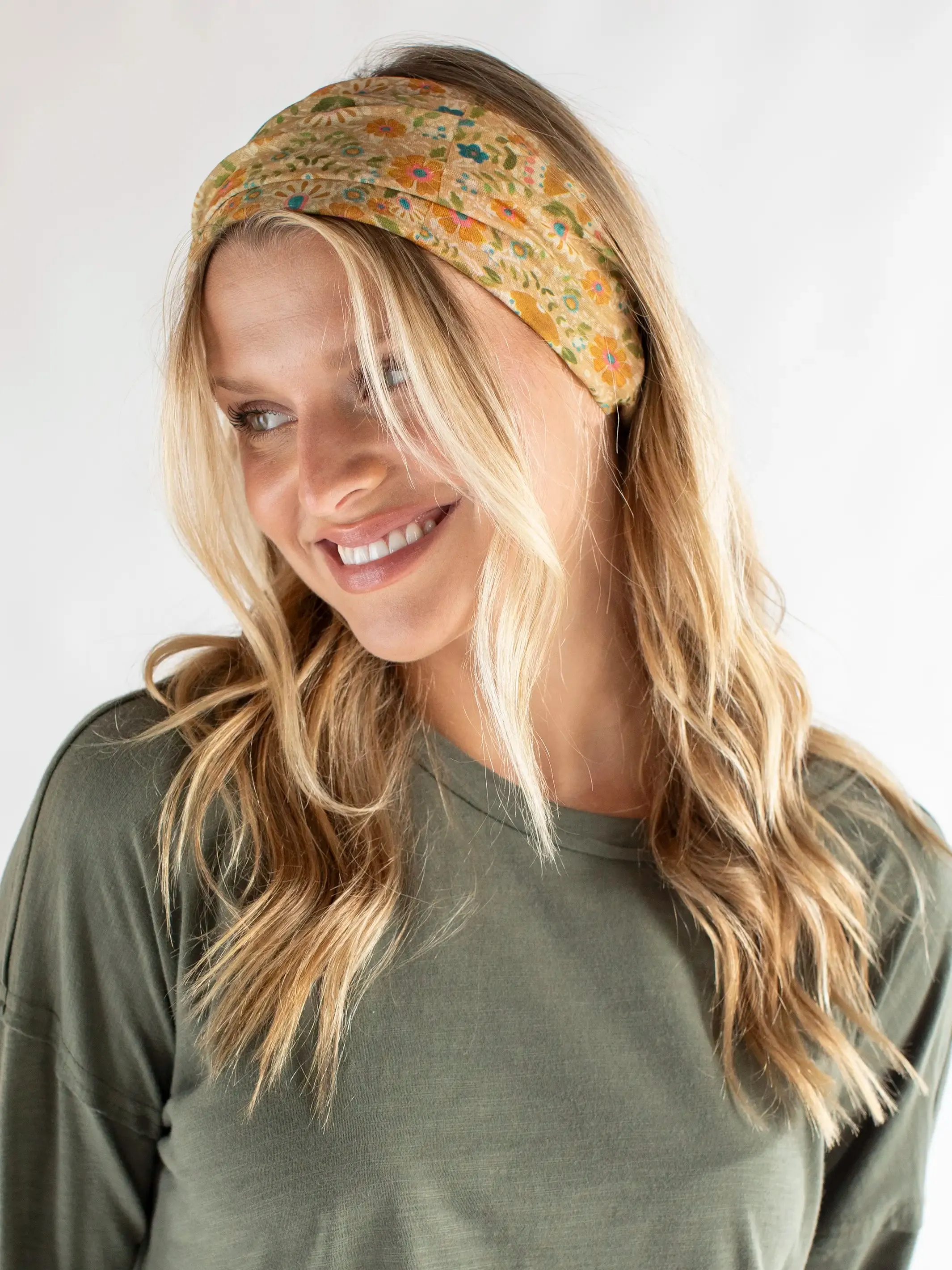 Half Boho Bandeau® Headband - Mandala Light Grey