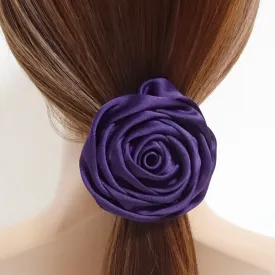 Handmade Satin Fabric Simple Rose Elastic Band Ponytail Holder Women hair accessories