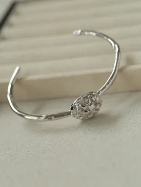 Intricate Design Starry Egg-Shaped Sterling Silver Bangles Bracelet