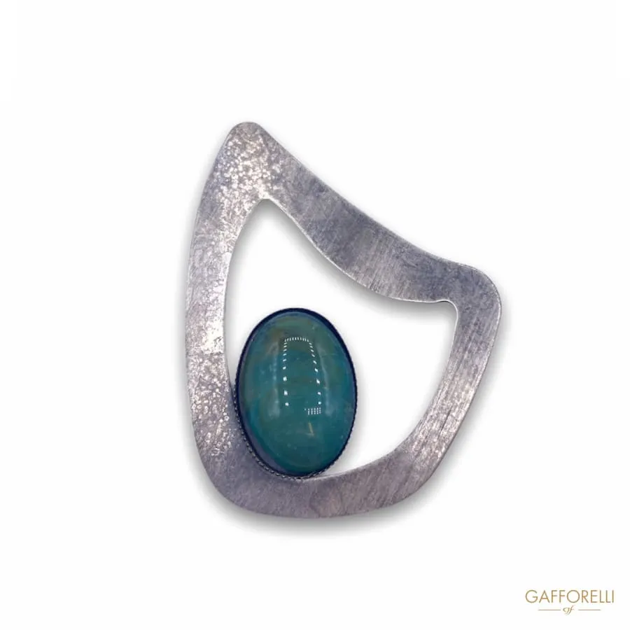 Irregular Metal Brooch with Stone Detail E230 - Gafforelli Srl
