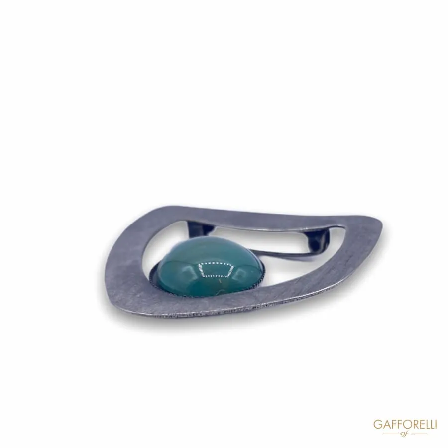 Irregular Metal Brooch with Stone Detail E230 - Gafforelli Srl