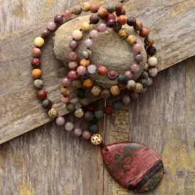 'Jasper Pendant' Onyx and Jasper Beaded Necklace