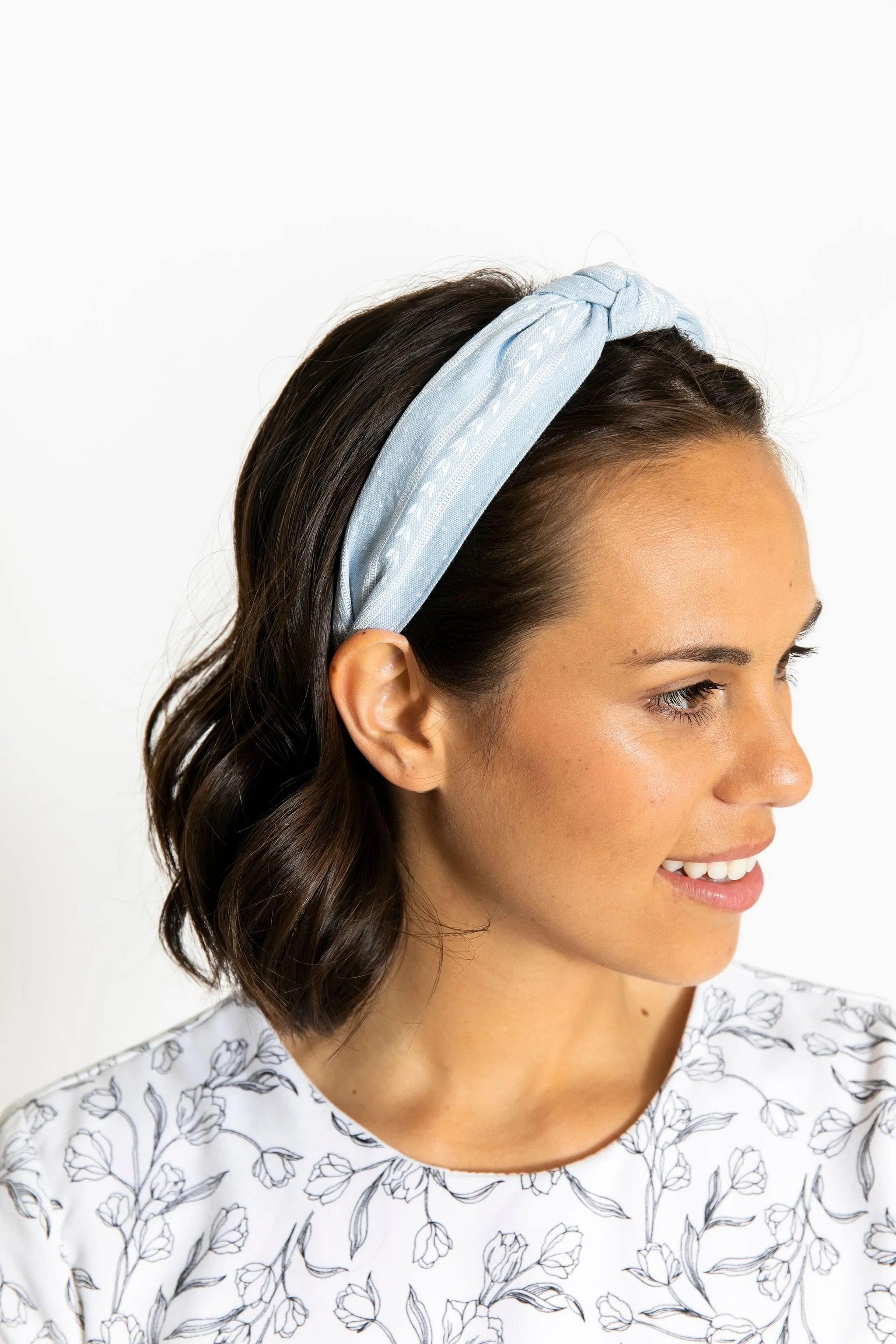 Knotted Headband Blue Pattern