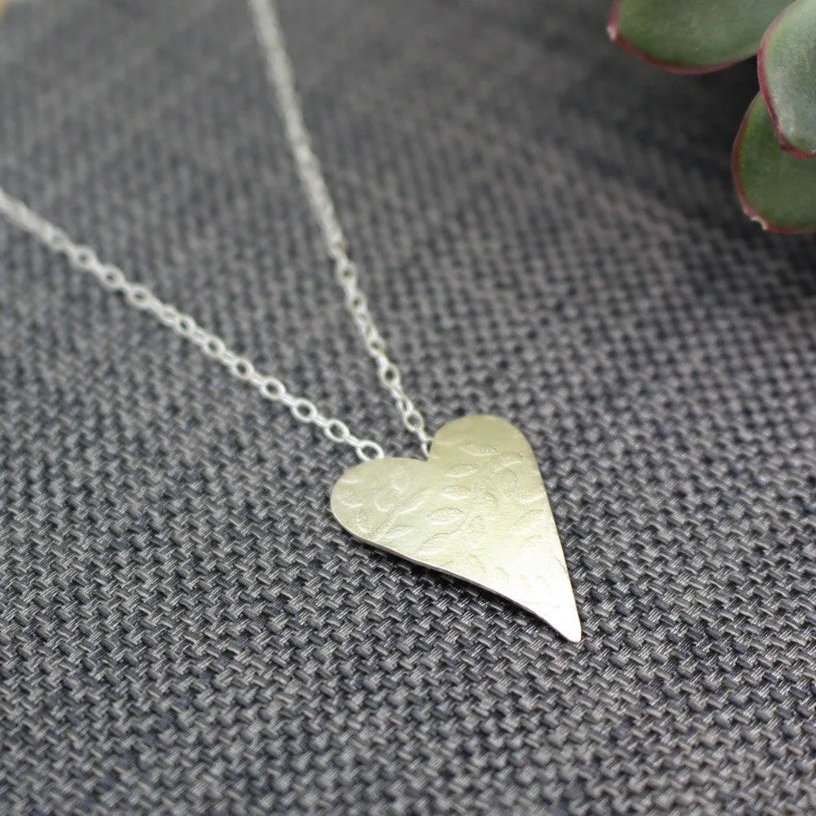 Leaf Silver Heart Pendant