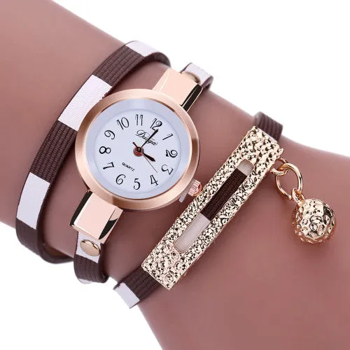 Mance famous brand woman watches 2016 Fashion luxury Women Clock Charm Wrap Around Leatheroid Quartz Wrist Watch montre femme