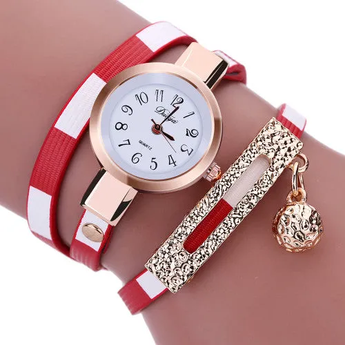 Mance famous brand woman watches 2016 Fashion luxury Women Clock Charm Wrap Around Leatheroid Quartz Wrist Watch montre femme
