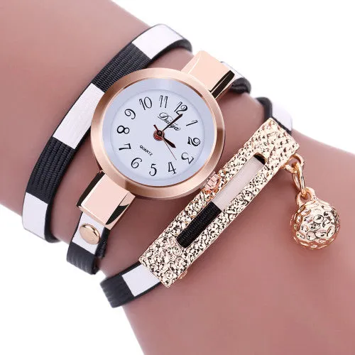 Mance famous brand woman watches 2016 Fashion luxury Women Clock Charm Wrap Around Leatheroid Quartz Wrist Watch montre femme