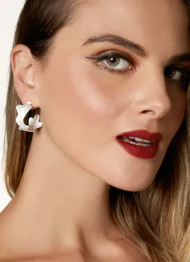 Matte Silver Kini Hoop Earrings
