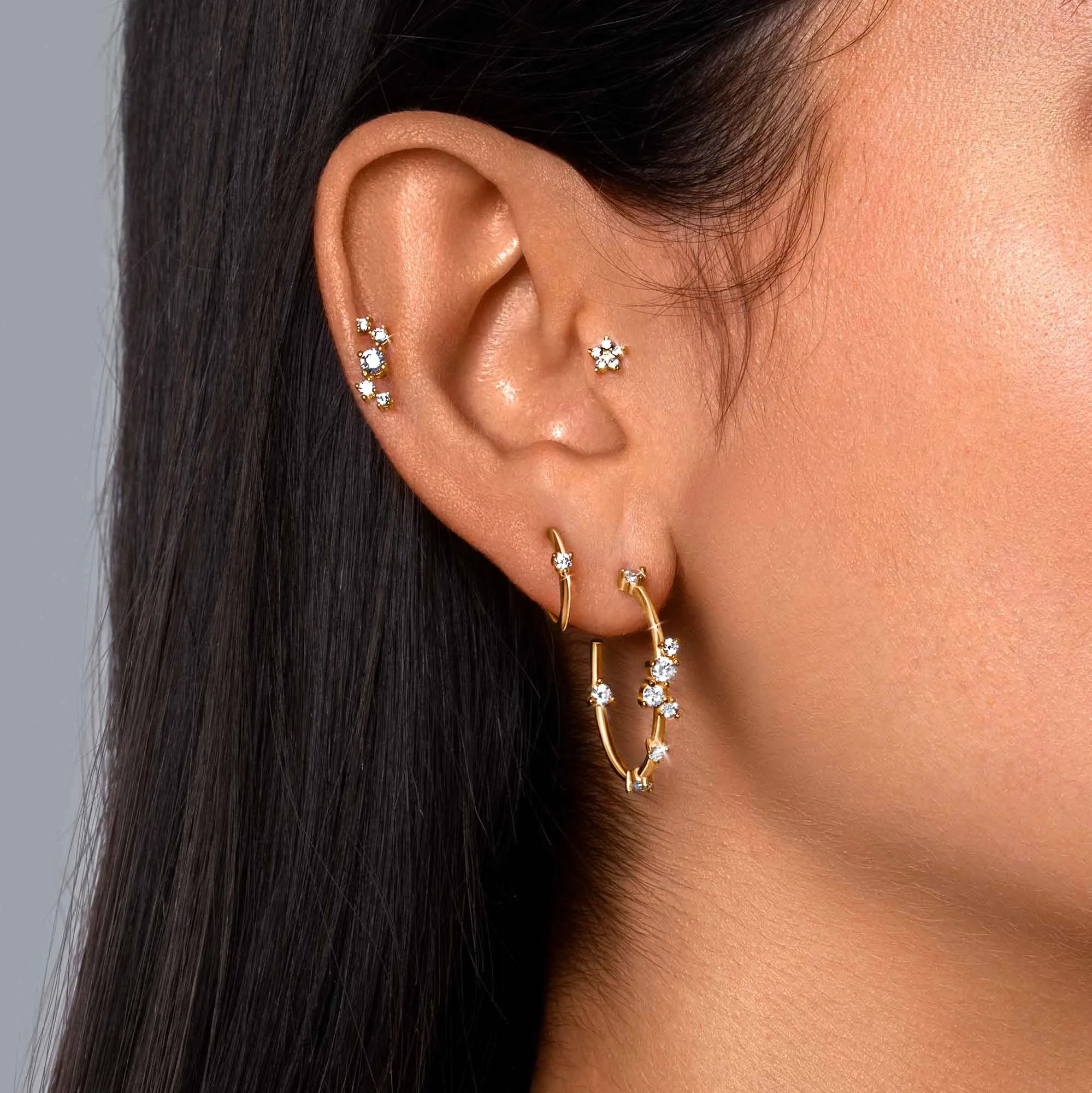 Mid Spark Hoop Gold Earrings