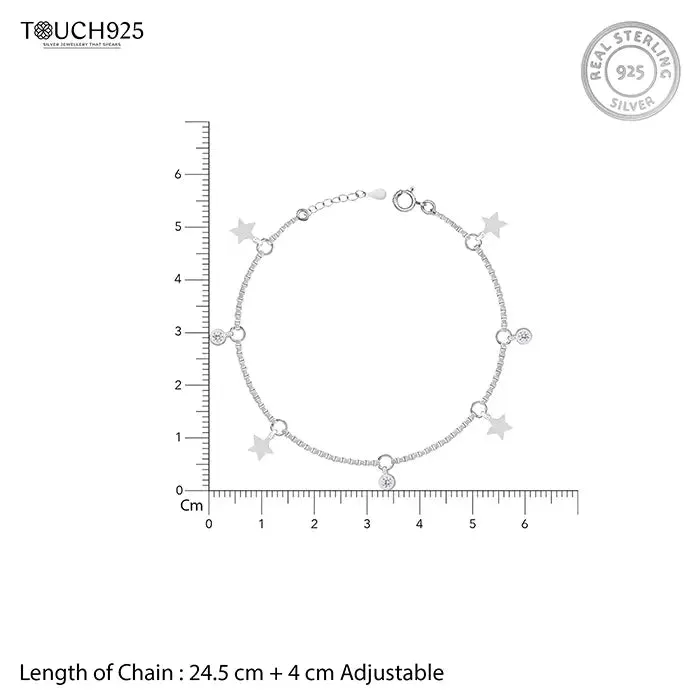 Minimal Star Silver Anklet