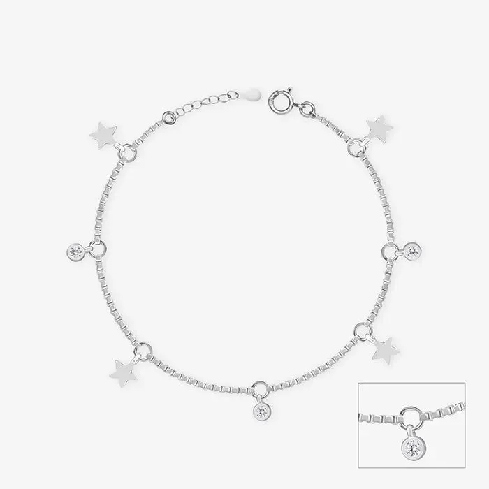 Minimal Star Silver Anklet