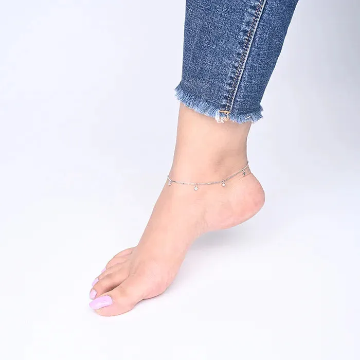 Minimal Star Silver Anklet