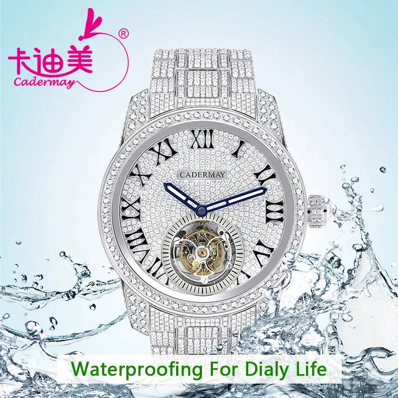 Moissanite Watches Luxury Brand 361L Stainless Steel Machanical Wristwatches For Men Business Watch 100% Authentic Moissanite