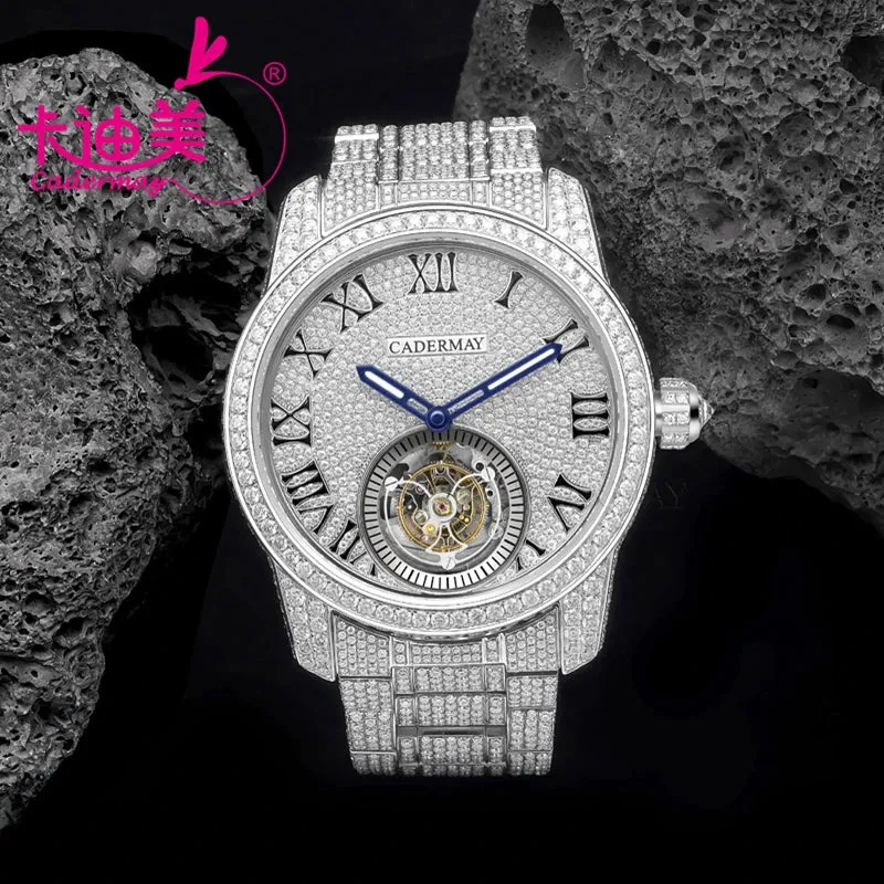 Moissanite Watches Luxury Brand 361L Stainless Steel Machanical Wristwatches For Men Business Watch 100% Authentic Moissanite