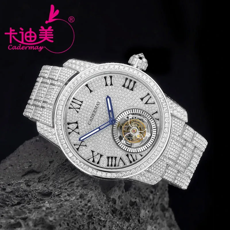Moissanite Watches Luxury Brand 361L Stainless Steel Machanical Wristwatches For Men Business Watch 100% Authentic Moissanite
