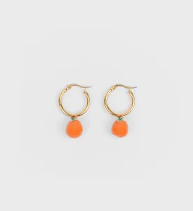 Orange Pearl Drop Hoops - Orange