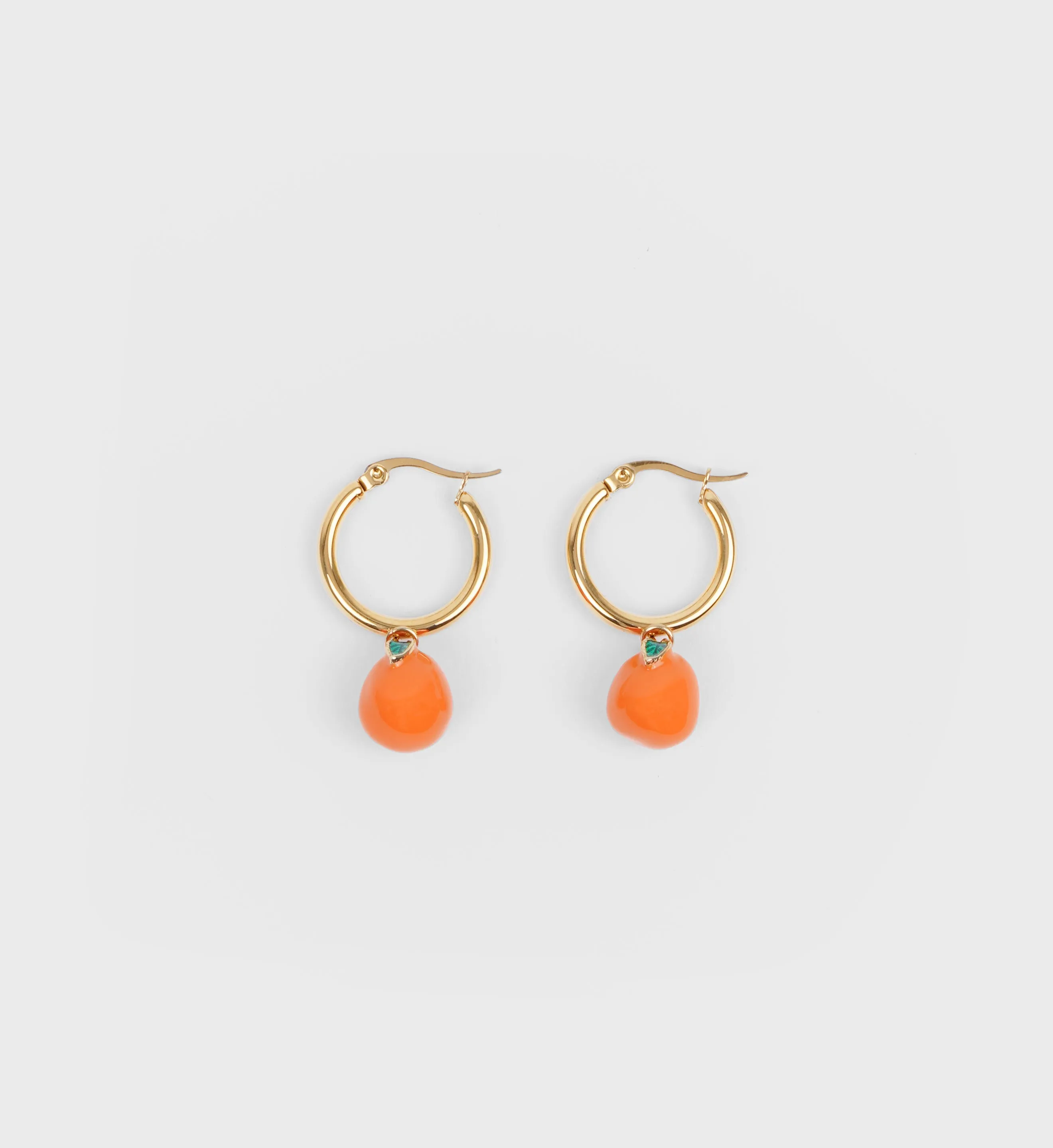 Orange Pearl Drop Hoops - Orange