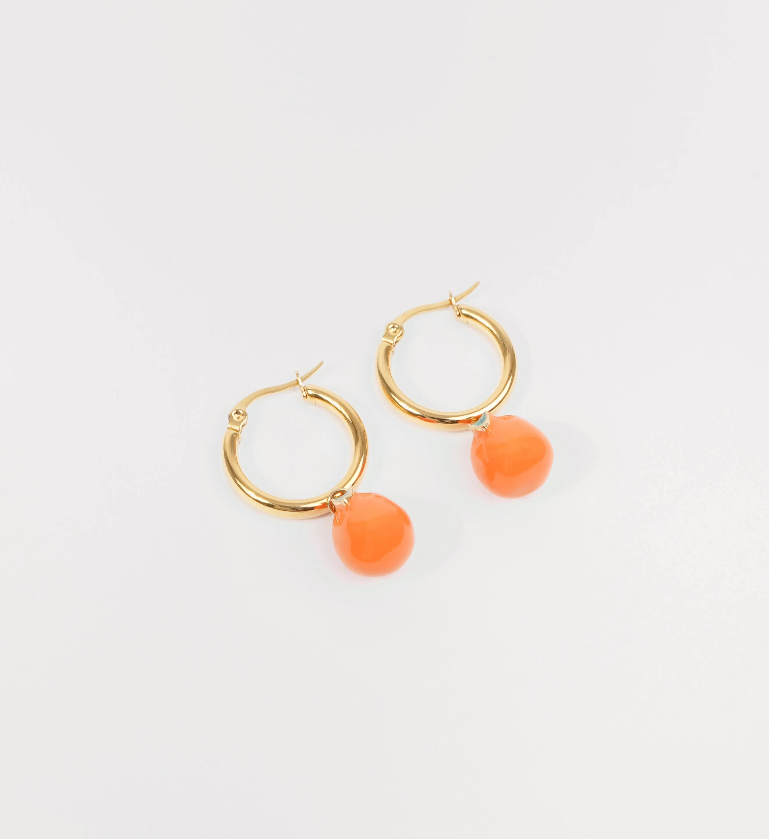 Orange Pearl Drop Hoops - Orange