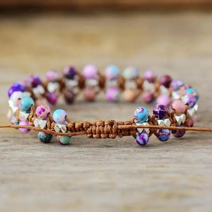 Pinkish Jasper Braided Cord Bracelet