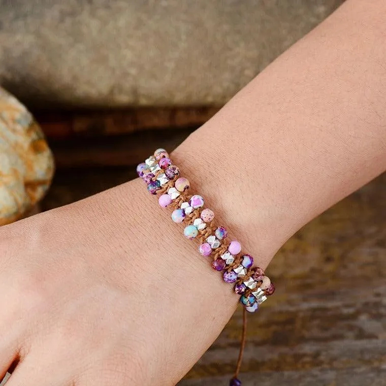 Pinkish Jasper Braided Cord Bracelet