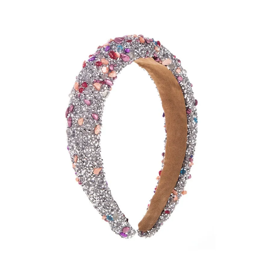Pre Order:  Exaggerated Baroque Colorful Crystal Candy Sponge Wide Edge Headband