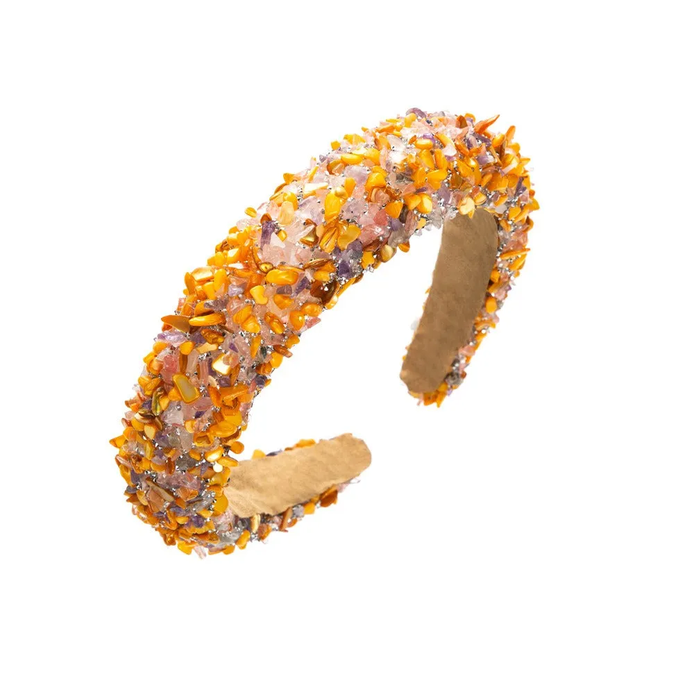 Pre Order:  Exaggerated Baroque Colorful Crystal Candy Sponge Wide Edge Headband