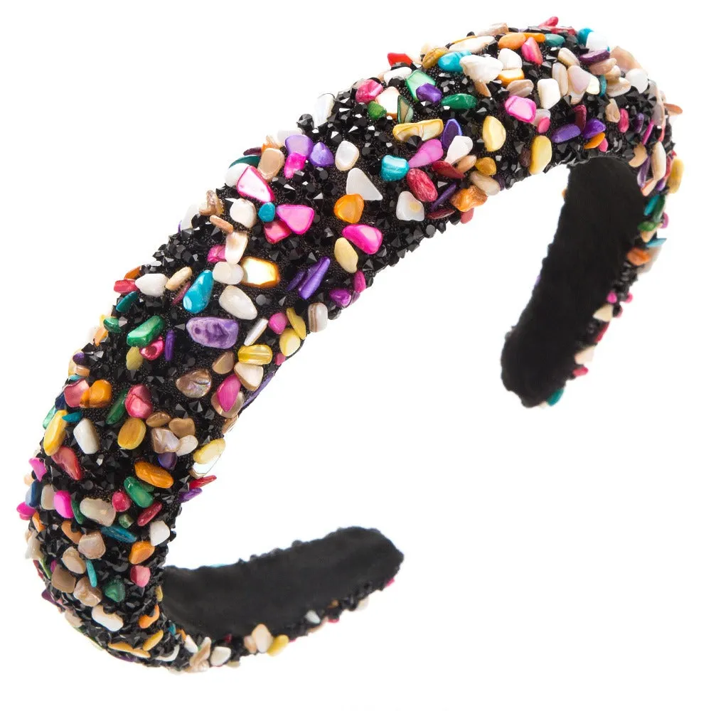 Pre Order:  Exaggerated Baroque Colorful Crystal Candy Sponge Wide Edge Headband