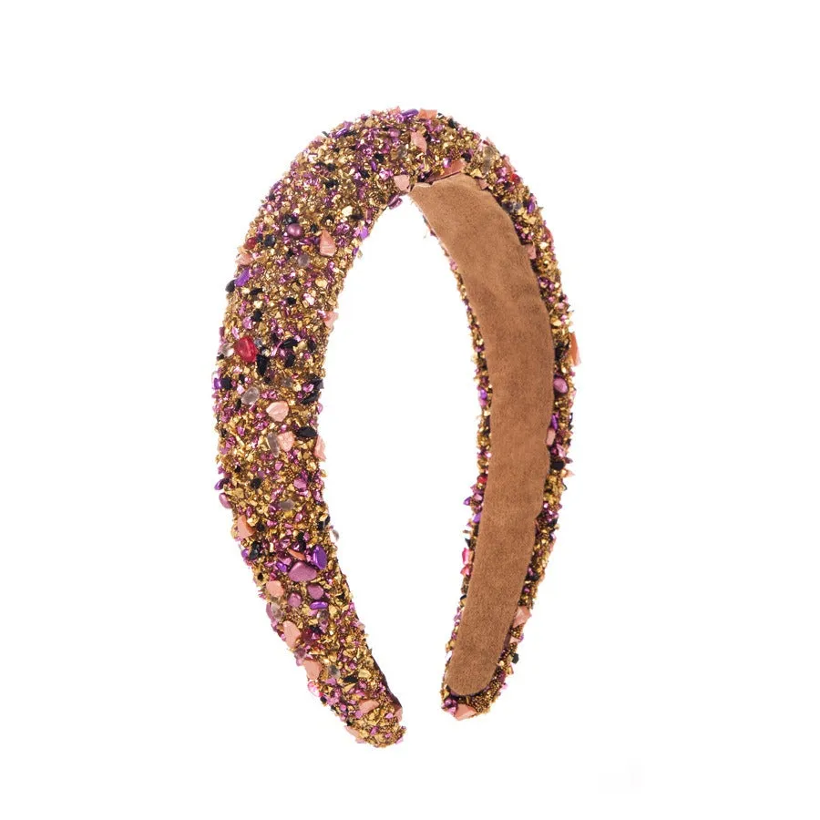 Pre Order:  Exaggerated Baroque Colorful Crystal Candy Sponge Wide Edge Headband
