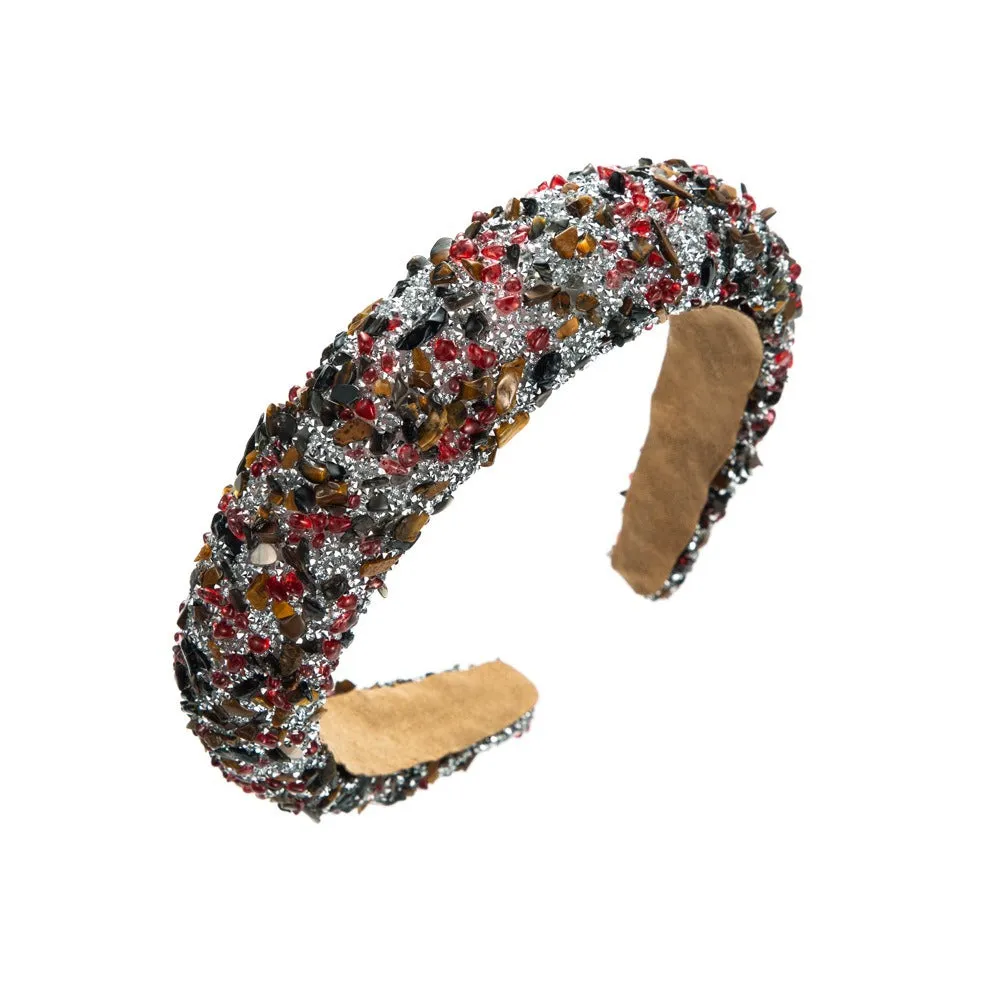 Pre Order:  Exaggerated Baroque Colorful Crystal Candy Sponge Wide Edge Headband