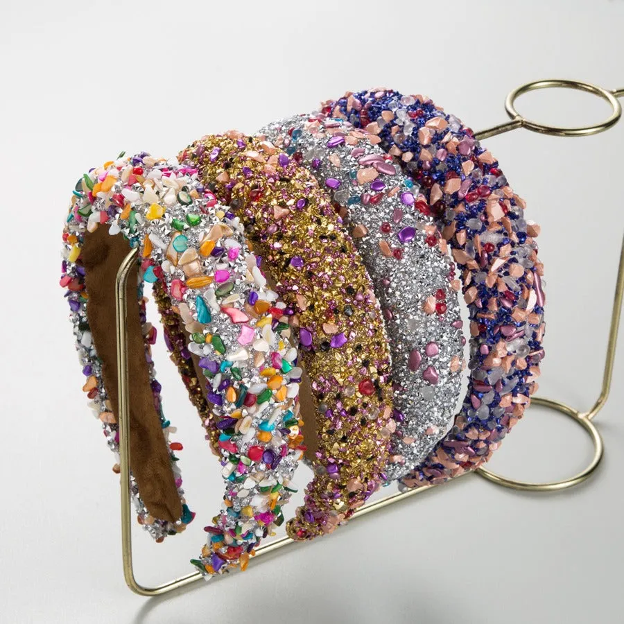 Pre Order:  Exaggerated Baroque Colorful Crystal Candy Sponge Wide Edge Headband
