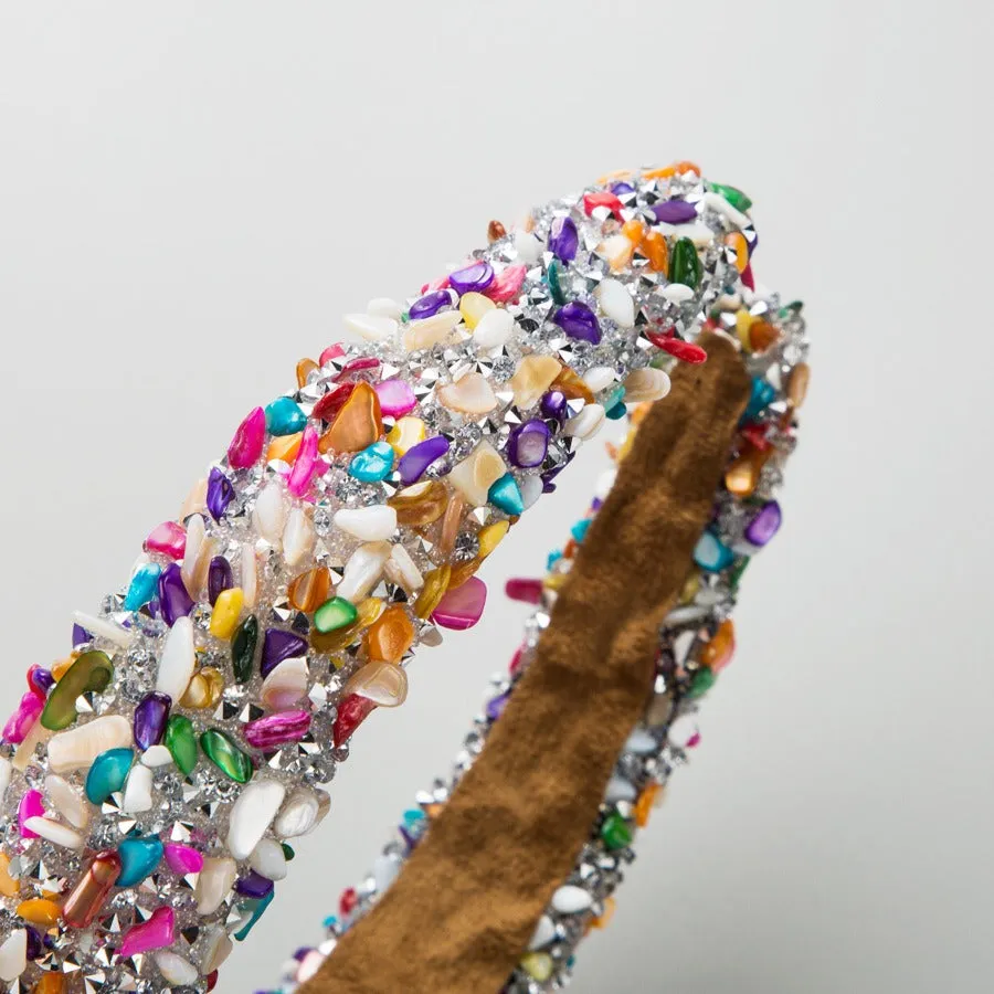 Pre Order:  Exaggerated Baroque Colorful Crystal Candy Sponge Wide Edge Headband