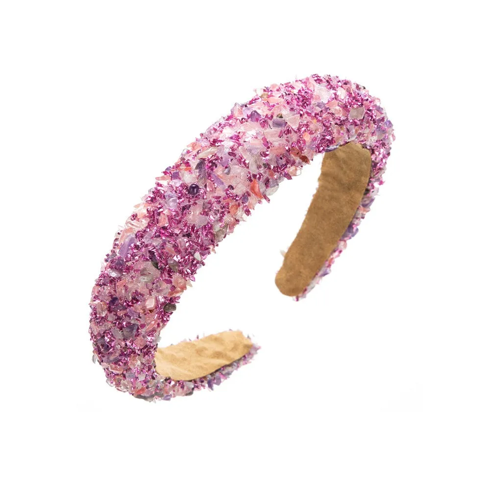 Pre Order:  Exaggerated Baroque Colorful Crystal Candy Sponge Wide Edge Headband
