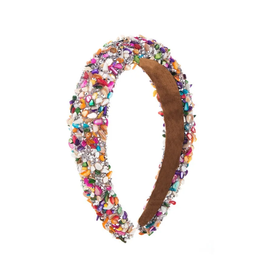 Pre Order:  Exaggerated Baroque Colorful Crystal Candy Sponge Wide Edge Headband