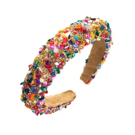 Pre Order:  Exaggerated Baroque Colorful Crystal Candy Sponge Wide Edge Headband