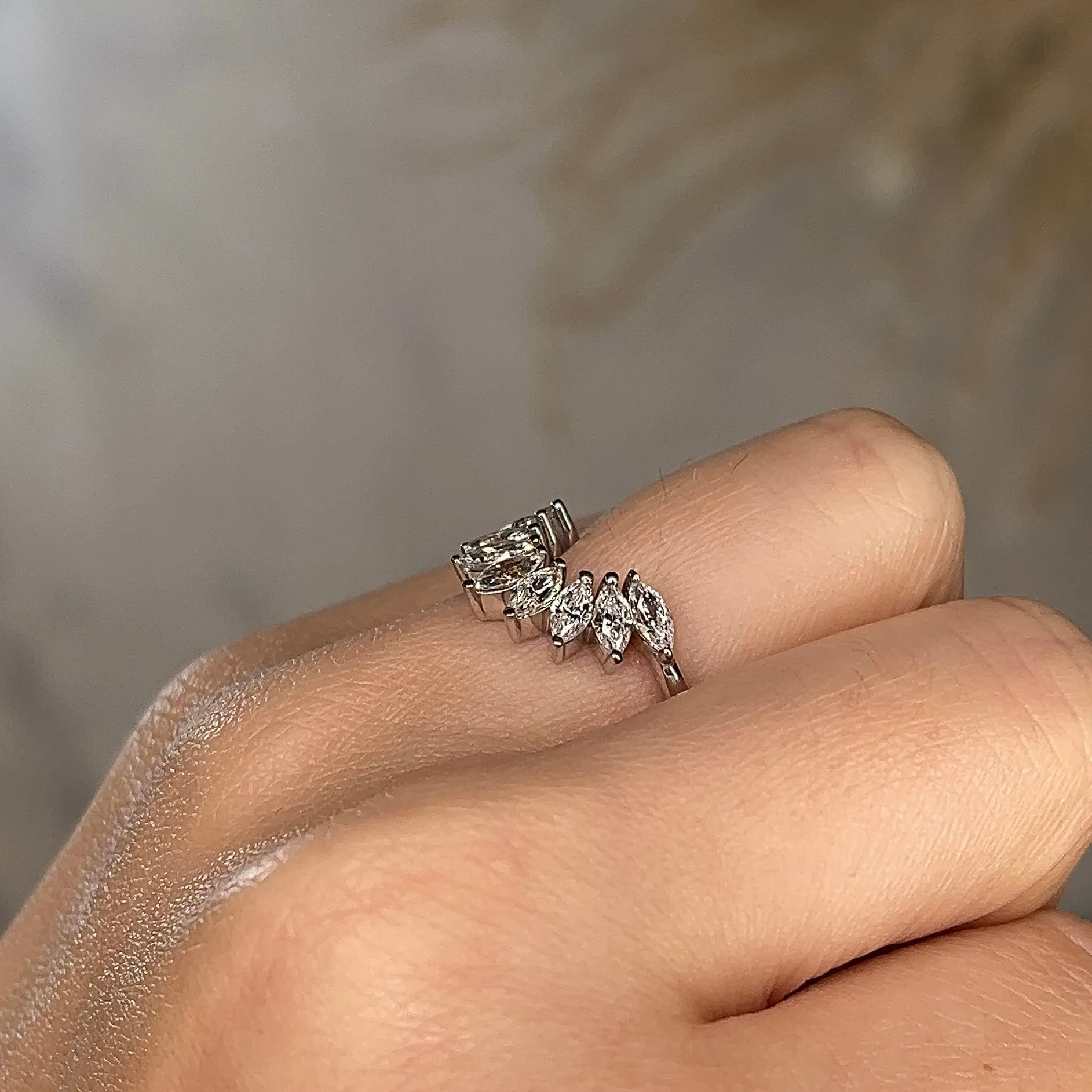 "Irena" Petal Marquise Cut 1.00ct Diamond U Shaped Eternity Ring ET13