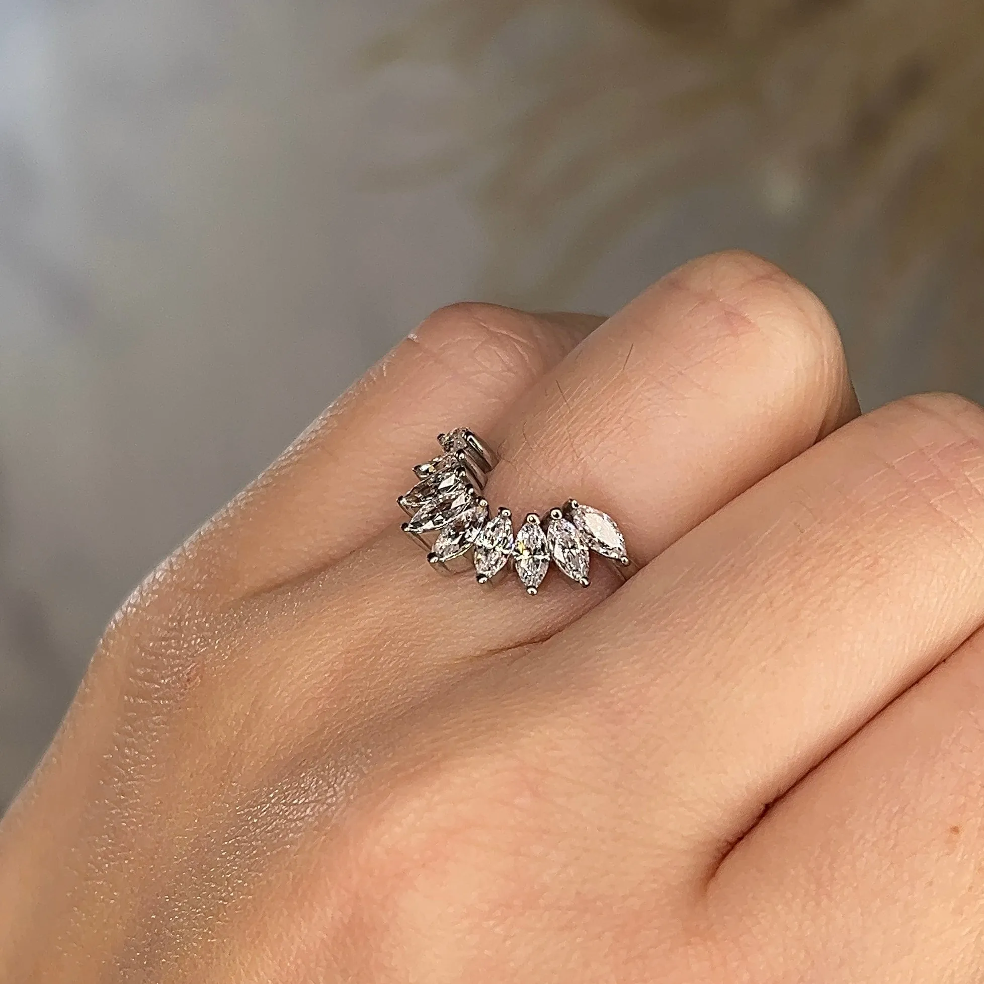 "Irena" Petal Marquise Cut 1.00ct Diamond U Shaped Eternity Ring ET13