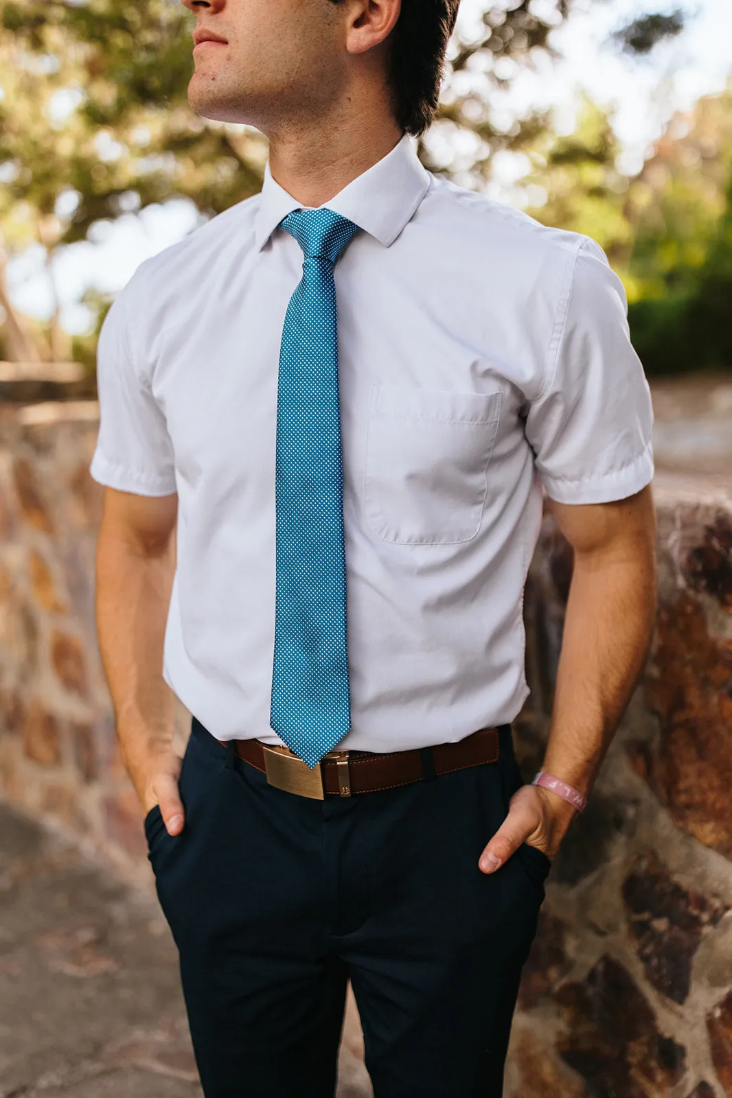 R&B Teal Tie w/ White Dots