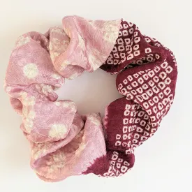 Shibori Silk Scrunchie - pink mix