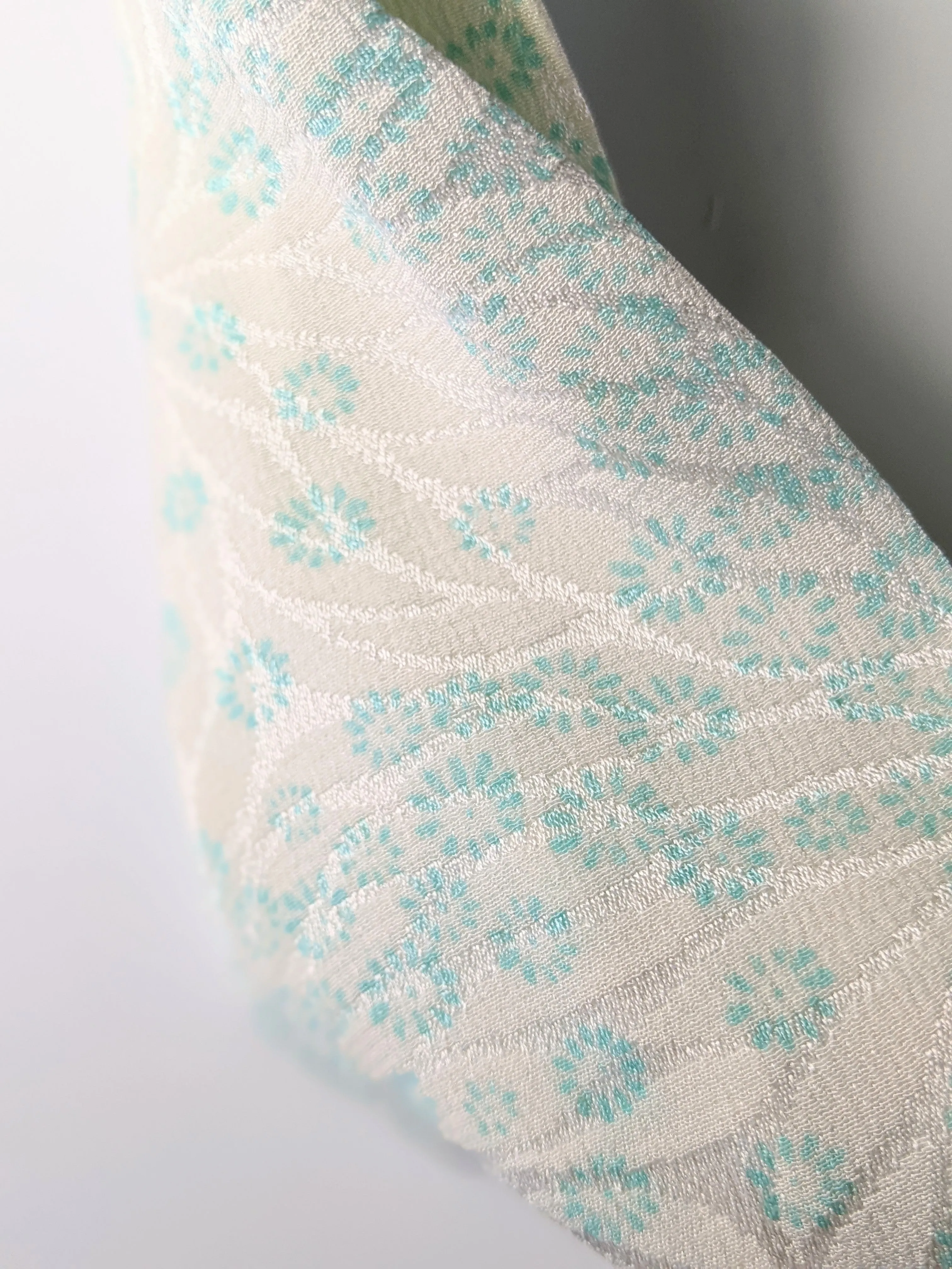 Silk Turban Headband - White with tiffany blue flowers