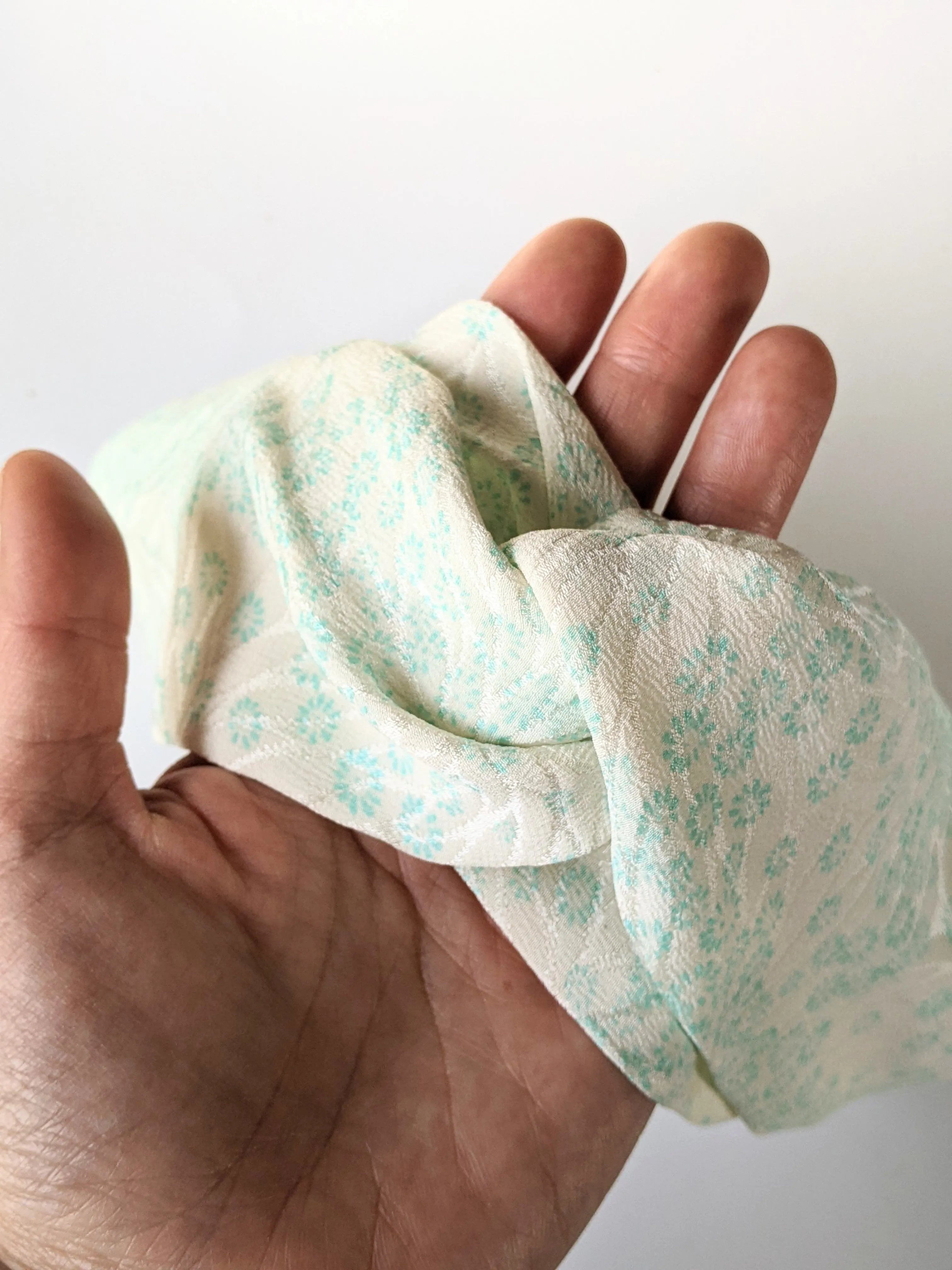 Silk Turban Headband - White with tiffany blue flowers