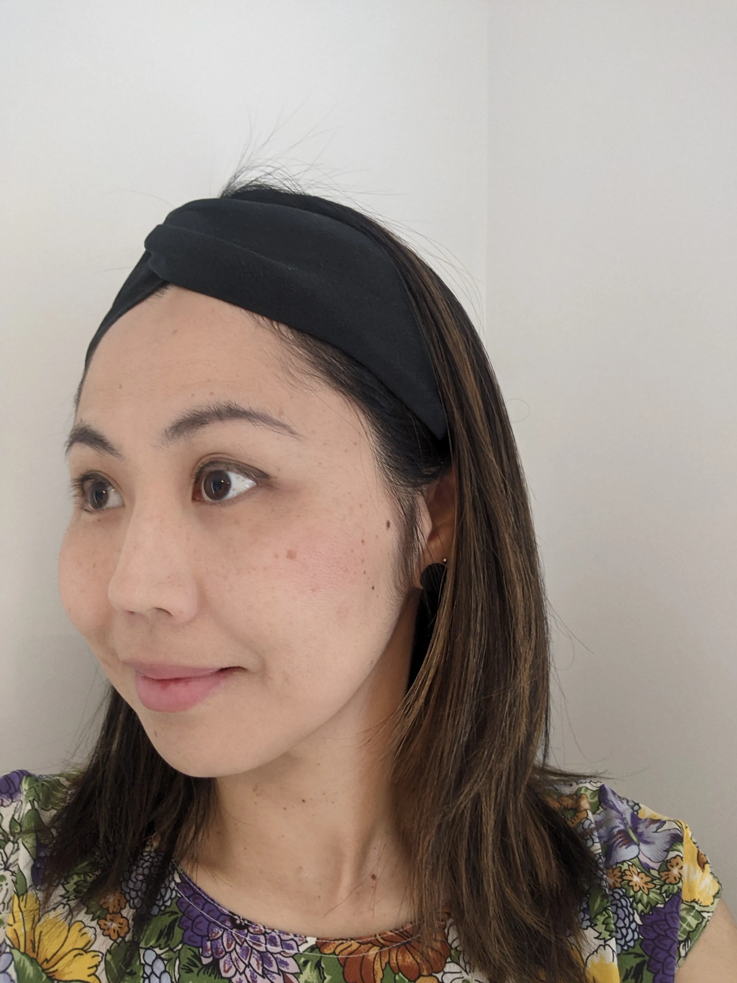 Silk Turban Headband - White with tiffany blue flowers