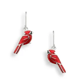 Silver Cardinal Dangle Earrings