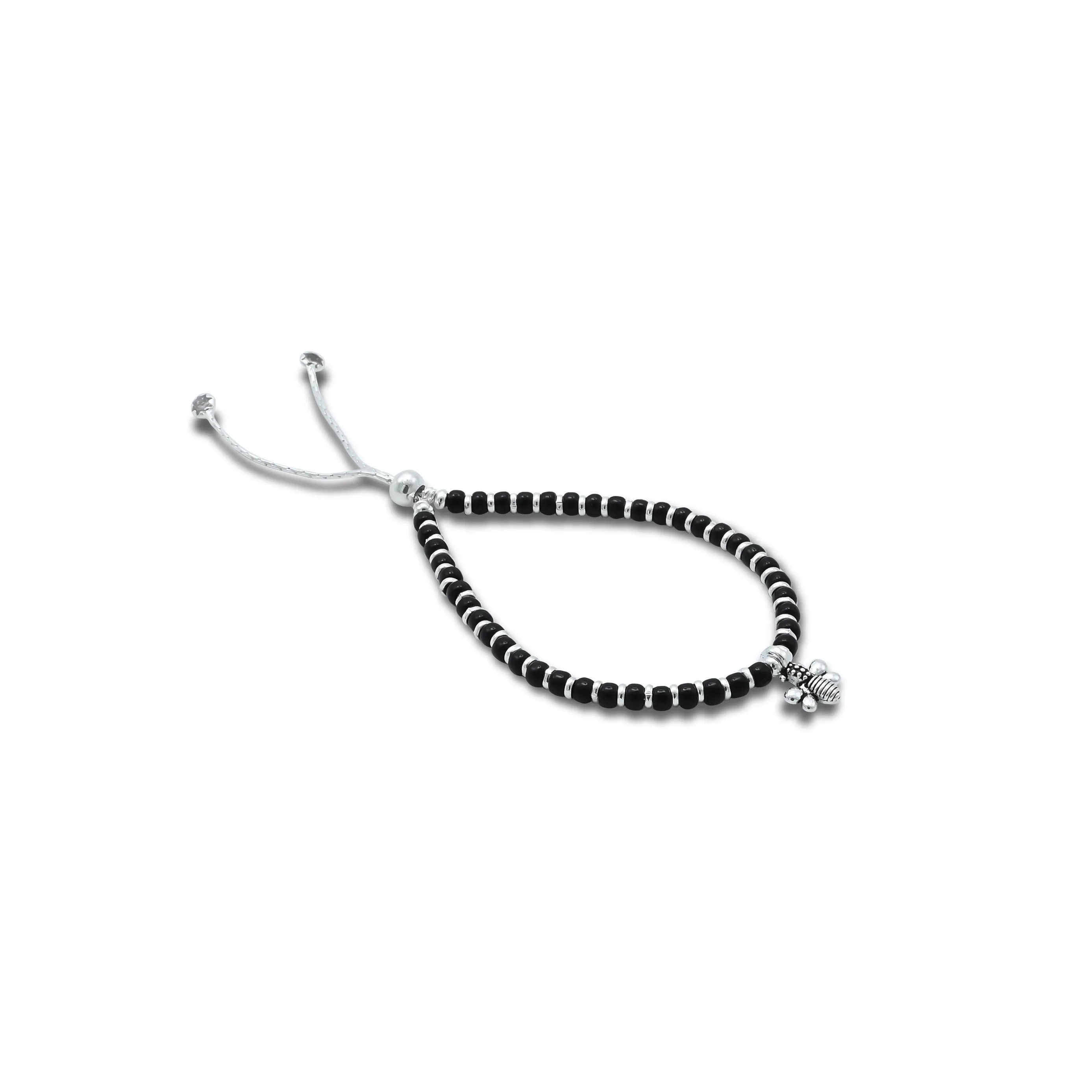 Silver Center Bee Design Anklet for Baby