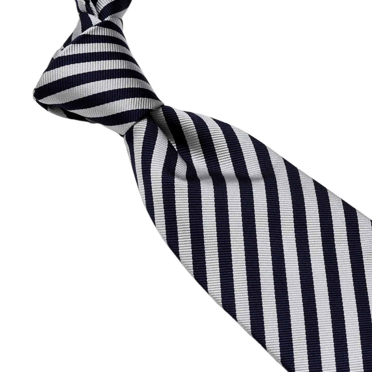 Sovereign Grade Navy and Silver London Stripe Silk Tie