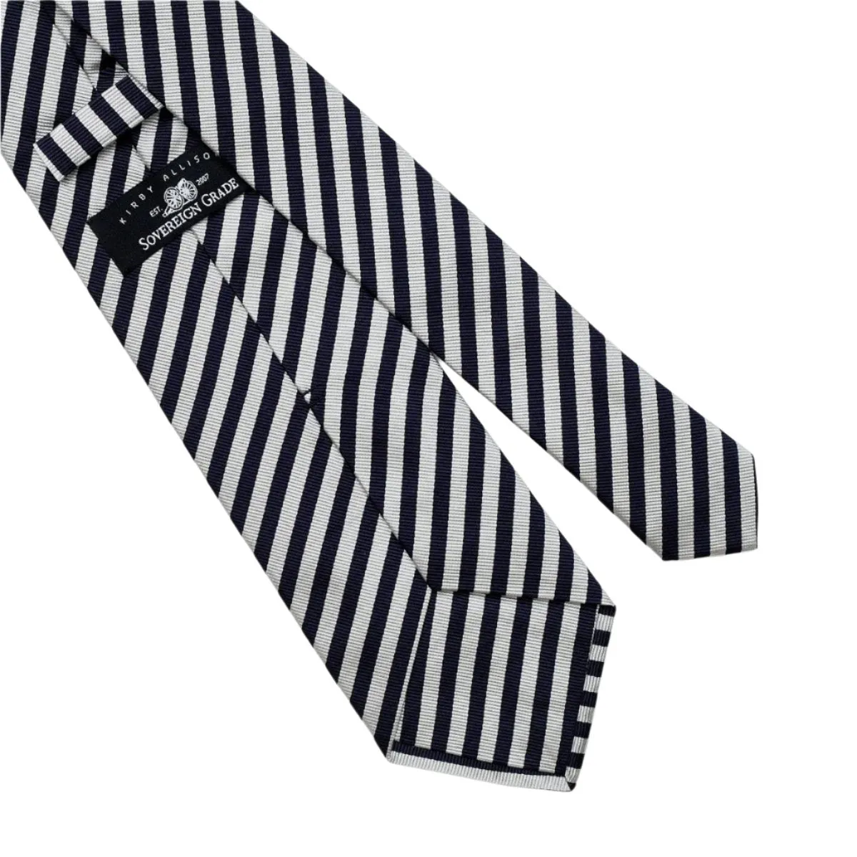 Sovereign Grade Navy and Silver London Stripe Silk Tie