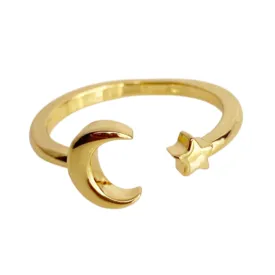 Star & Moon Gold Toe Ring